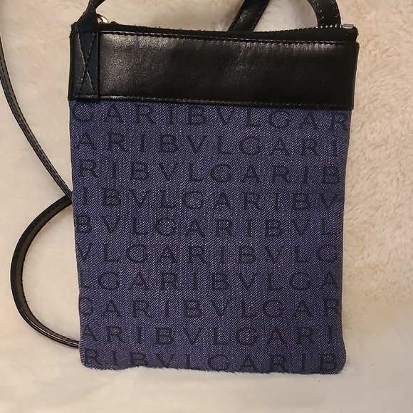 Bulgari Black and Blue Crossbody Bag with Two-Tone Design